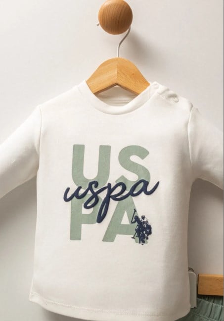 U.s Polo Assn Erkek Bebek Kapüşonlu Baskılı Takım 1-3 Yaş YEŞİL