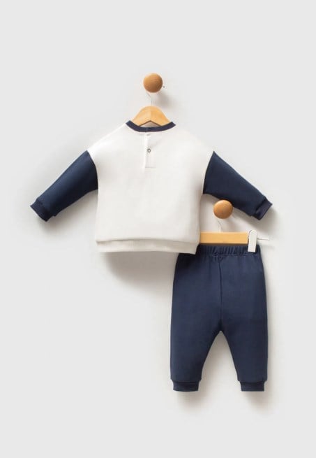 U.s Polo Assn Erkek Bebek Uzun Kollu Baskılı Takım 1-3 Yaş BEYAZ - LACİVERT