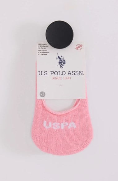 U.s Polo Assn Kız Bebek Düşük Bilekli Logo Baskılı Pamuklu Babet Çorap 6-36 Ay GRİ - BEYAZ