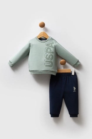 U.s Polo Assn Erkek Bebek Bisiklet Yaka 2'Li Yaka Takım 6-36 Ay YEŞİL