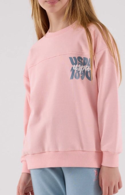 U.s Polo Assn Kız Çocuk Uzun kollu  Uspa Baskılı 2 'Li Takım 4-8 Yaş AÇIK PEMBE