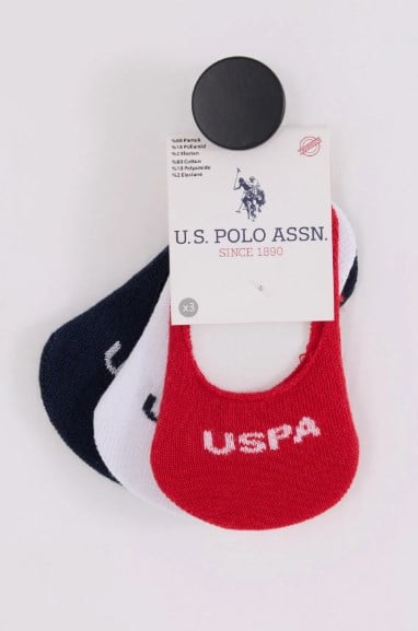 U.s Polo Erkek Bebek Pamuklu Yazı Detaylı Babet Çorap 1-3 Yaş BEYAZ - LACİVERT