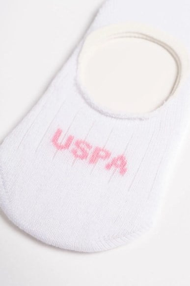 U.s Polo Assn Kız Bebek Düşük Bilekli Logo Baskılı Pamuklu Babet Çorap 6-36 Ay GRİ - BEYAZ