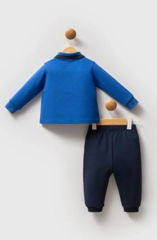 U.s Polo Assn Erkek Bebek Düğmeli Yaka Lastikli Alt 2'Li Takım 1-3 Yaş COBALT