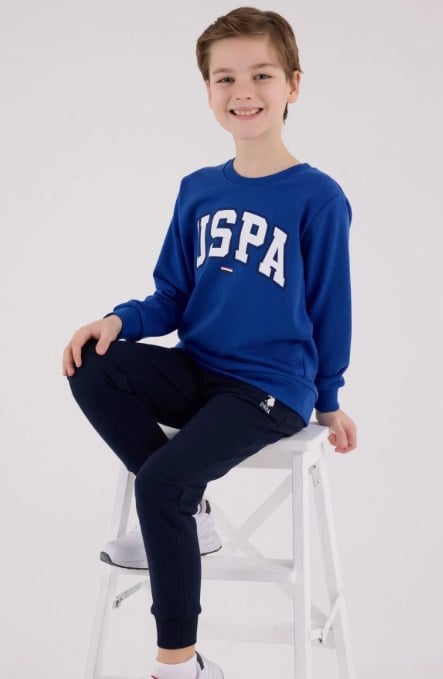 U.s Polo Assn Erkek Çocuk Uzun Kollu Uspa Yazı Baskılı Eşofman Takımı 9-15 Yaş COBALT