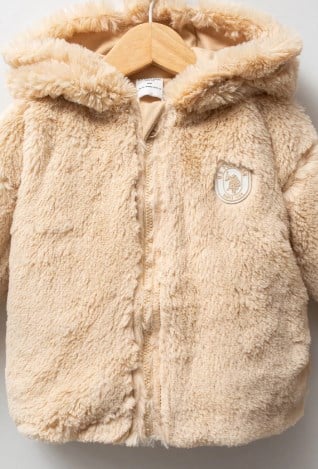 U.s Polo Assn Kız  Bebek Kapüşonlu Peluş Dokulu Mont 6-36 Yaş BEJ