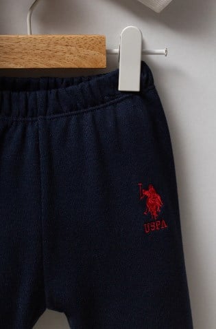 U.s Polo Assn Erkek Bebek Uspa Yazı Detaylı Kapüşonlu 2'Li Takım 6-36 Ay BEYAZ