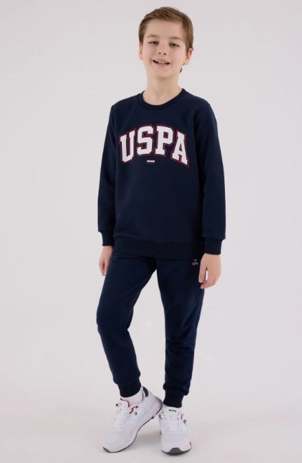 U.s Polo Assn Erkek Çocuk Uzun Kollu Uspa Yazı Baskılı Eşofman Takımı 9-15 Yaş LACİVERT
