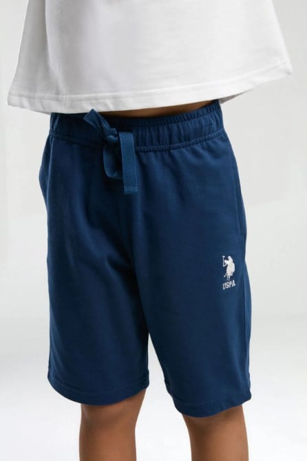 U.s Polo Assn Erkek Çocuk Kısa Kol Bisiklet Yaka Göğüs Kısmında Baskı Logo ve Detaylı Takımı 4-8 Yaş BEYAZ