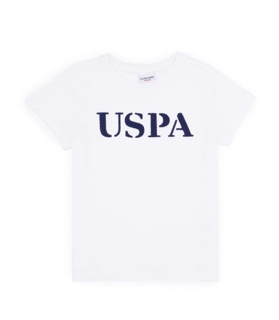 U.s Polo Assn Erkek Çocuk Kısa Kollu Bisiklet Yaka Uspa Baskılı Tişört 3-14 Yaş BEYAZ