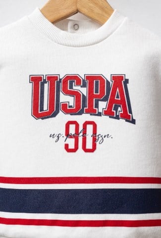 U.s Polo Assn Erkek Bebek  Uzun Kollu Üst Tasarım 2'Li Takım 6-36 Ay BEYAZ