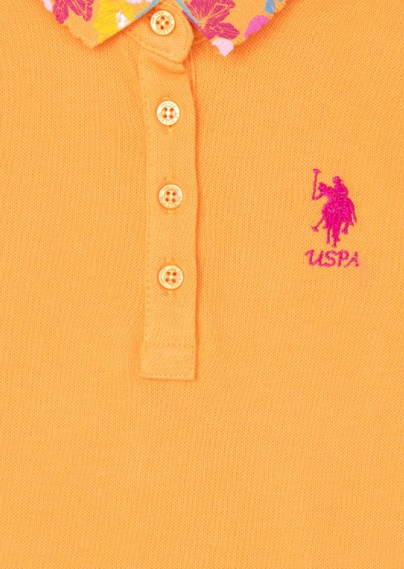 U.s Polo Assn Kız Çocuk Kısa Kollu Polo Yaka Logo Nakışlı Tişört 3-14 Yaş TURUNCU