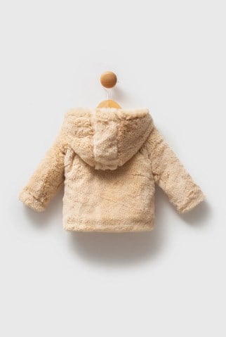 U.s Polo Assn Kız  Bebek Kapüşonlu Peluş Dokulu Mont 6-36 Yaş BEJ