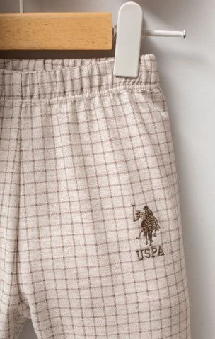 U.s Polo Assn Erkek Bebek Kapüşonlu Fermuarlı 3'Lü Takım 6-36 Ay KUM