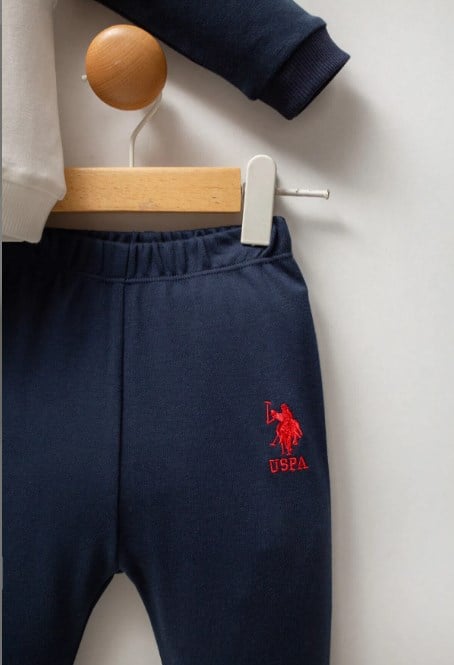 U.s Polo Assn Erkek Bebek Uzun Kollu Baskılı Takım 1-3 Yaş BEYAZ - LACİVERT