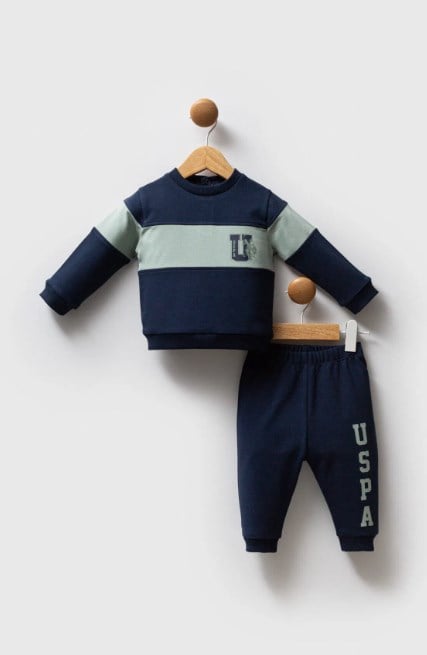 U.s Polo Assn Erkek Bebek Logo Detaylı 2'Li Takım 6-36 Ay LACİVERT - YEŞİL