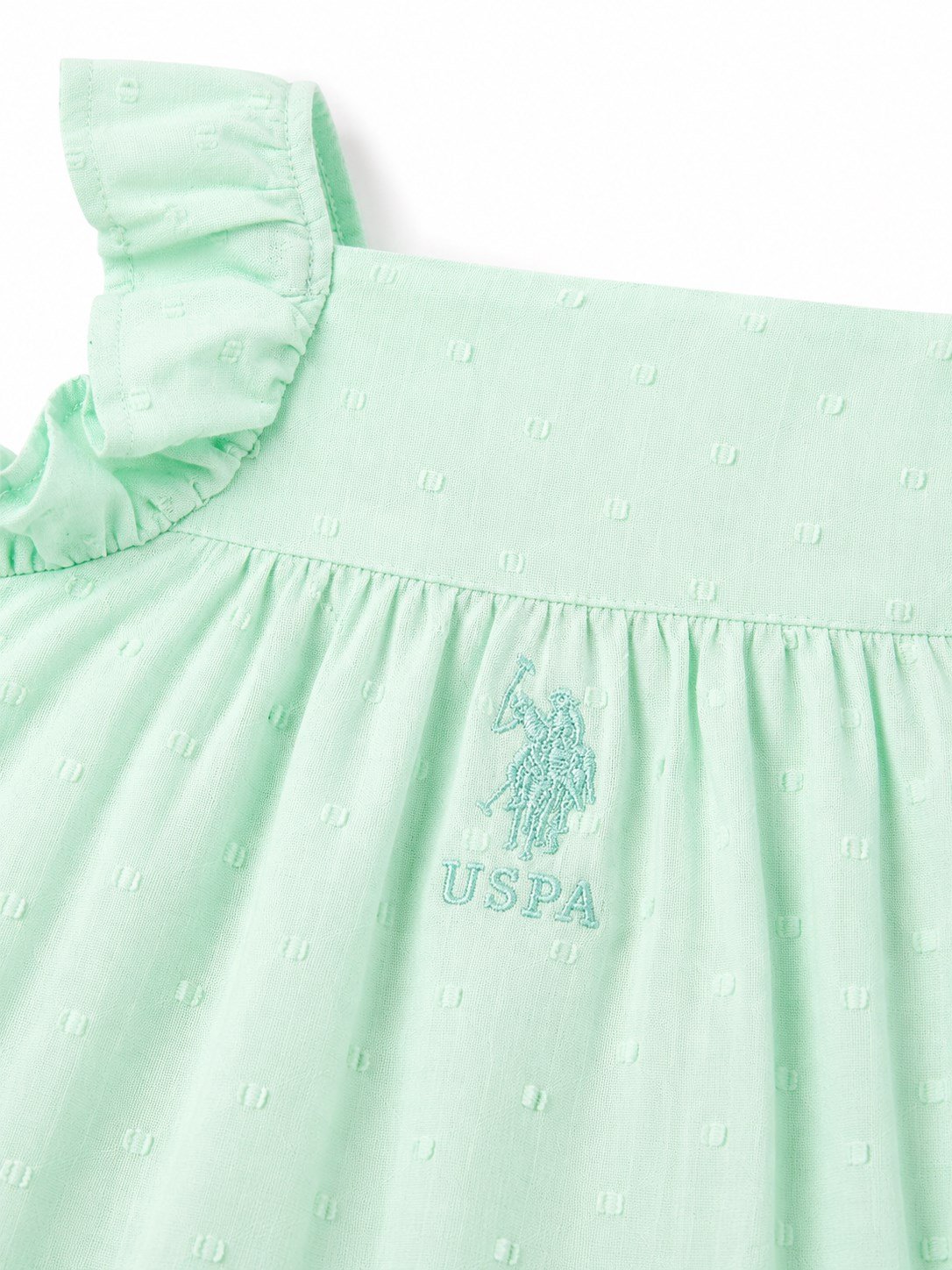 U.s Polo Assn Kız Bebek Fırfırlı Pamuklu Yazlık Romper Tulum 0-3 Yaş YEŞİL
