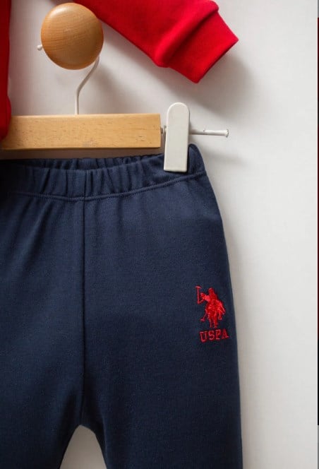 U.s Polo Assn Erkek Bebek Uzun Kollu Uspa Yazı Baskılı Takım 1-3 Yaş KIRMIZI