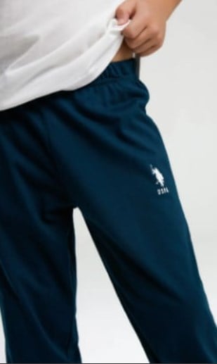 U.s Polo Assn Erkek Çocuk Bisiklet Yaka Kısa Kollu Paca Lastikli İkili Takım  9-15 Yaş BEYAZ