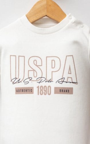 U.s Polo Assn Erkek Bebek Kapüşonlu Fermuarlı 3'Lü Takım 6-36 Ay KUM