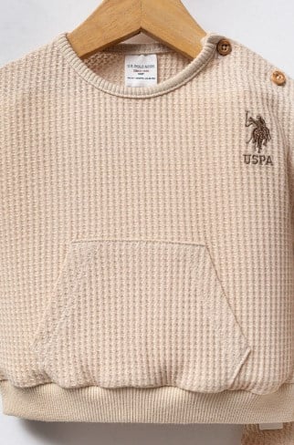 U.s Polo Assn Erkek Bebek Uzun Kollu  Cep Detaylı 2'Li Takım 3-36 Ay BEJ