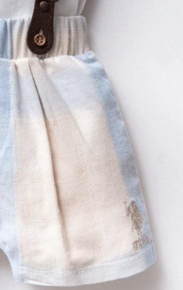 U.s Polo Assn Erkek Bebek Papyon Detaylı Şortlu Salopet Takım 3-24 Ay BEYAZ