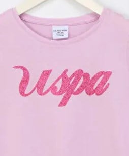 U.s Polo Assn Kız Çocuk Kısa Kollu Uspa Yazı Detaylı Tişört 3-14 Yaş MANOLYA