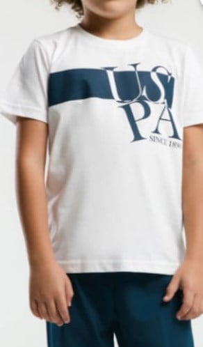 U.s Polo Assn Erkek Çocuk Bisiklet Yaka Kısa Kollu Paca Lastikli İkili Takım  9-15 Yaş BEYAZ