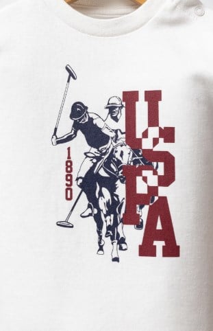 U.s Polo Assn Erkek Bebek Kapüşonlu Fermuarlı Lastikli Bel 3'Lü Takım 6-36 Ay BORDO