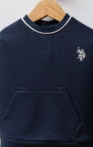 U.s Polo Assn Erkek Bebek Uzun Kollu Cep Detaylı  Logo Baskılı 2'Li Takım 1-3 Yaş LACİVERT