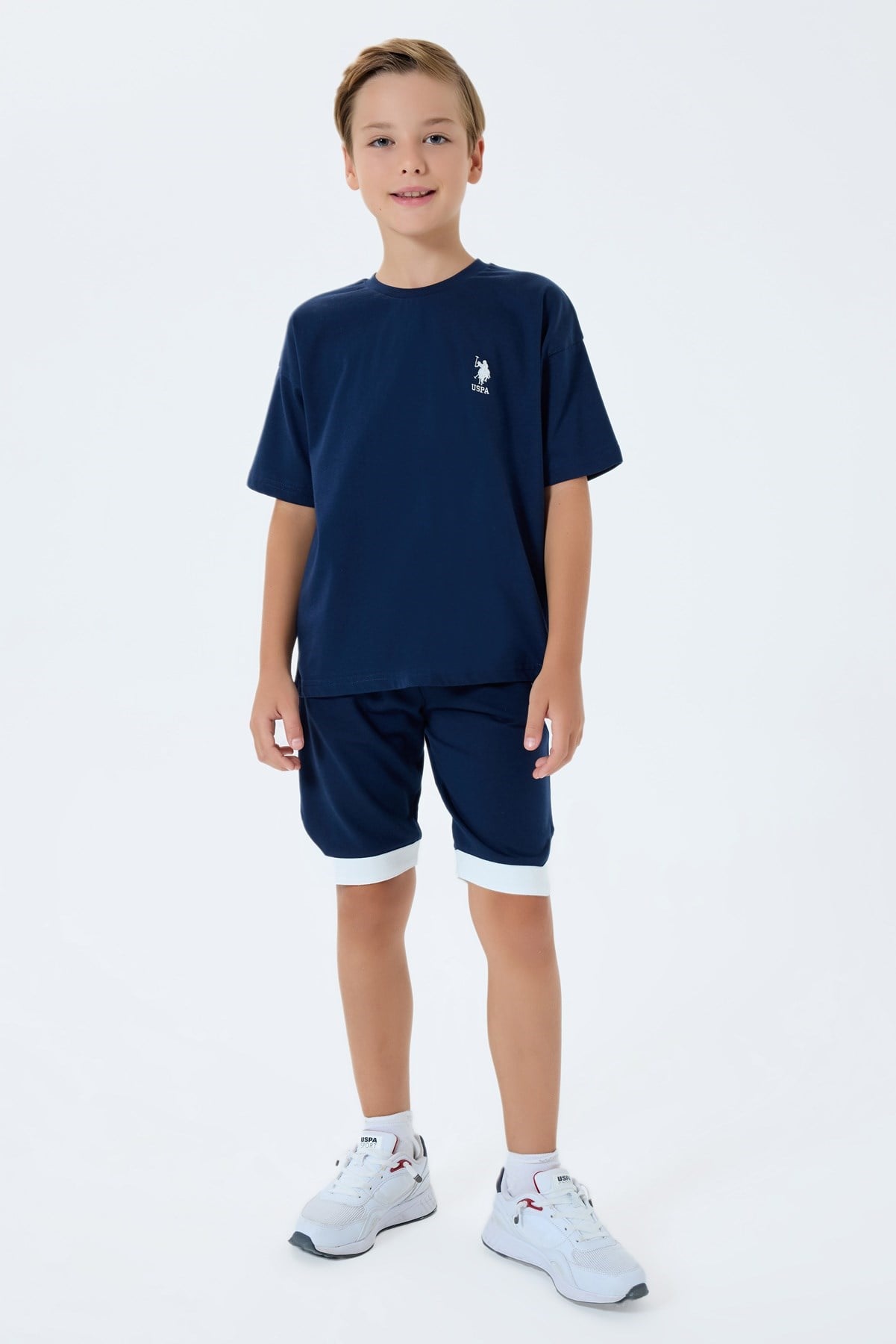 U.s Polo Assn Erkek Çocuk Kısa Kollu Logo Detaylı Bermuda Takım 4-8 Yaş LACİVERT
