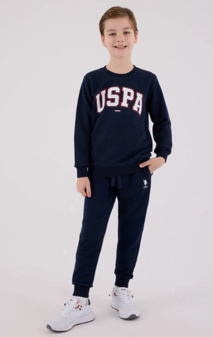 U.s Polo Assn Erkek Çocuk Uzun Kollu Uspa Yazı Baskılı Eşofman Takımı 9-15 Yaş LACİVERT