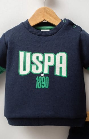 U.s Polo Assn Erkek Bebek Uzun Kollu Uspa Yazı Baskılı 2 Li Takım 6-36 Ay LACİVERT - YEŞİL