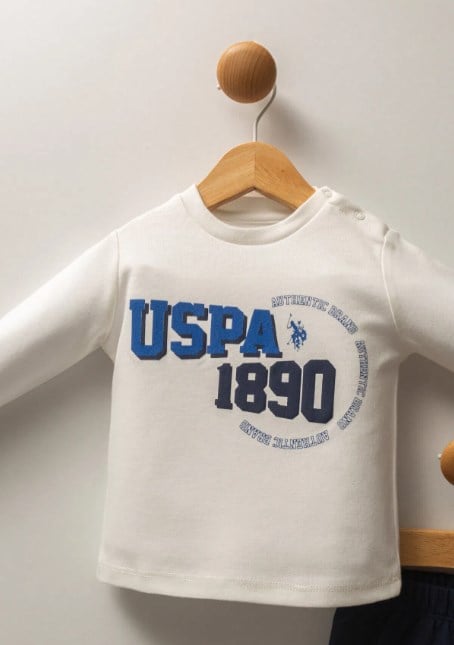 U.s Polo Erkek Bebek Kapüşonlu Ceket Uzun Kollu Baskılı Tişört Lastikli Alttan Oluşan 3'Lü Takım 1-3 Yaş LACİVERT