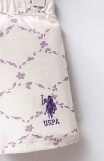 U.s Polo Assn Kız Bebek Kısa Kollu Tişört Ve Desenli Pantolon 2'Li Takım 6 Ay 3 Yaş BEYAZ