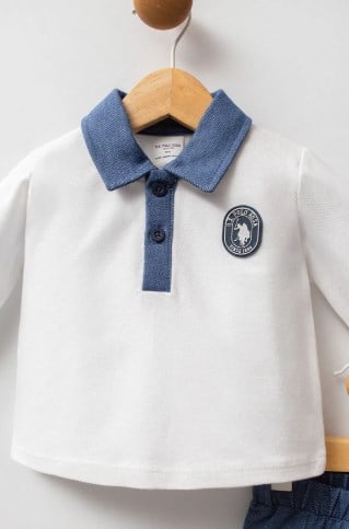 U.s Polo Assn Erkek Bebek Yaka Detaylı 2'Li Takım 6-36 Ay BEYAZ
