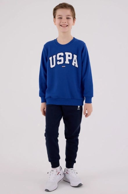U.s Polo Assn Erkek Çocuk Uzun Kollu Uspa Yazı Baskılı Eşofman Takımı 9-15 Yaş COBALT