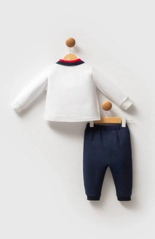 U.s Polo Assn Erkek Bebek Düğmeli Yaka Lastikli Alt 2'Li Takım 1-3 Yaş BEYAZ