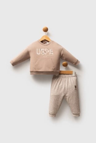 U.s Polo Assn Erkek Bebek Uspa Yazı Detayı 2' Li Takım 6-36 Ay KUM
