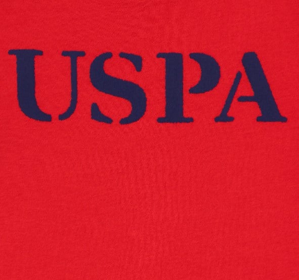 U.s Polo Assn Erkek Çocuk Kısa Kollu Bisiklet Yaka Uspa Baskılı Tişört 3-14 Yaş KIRMIZI