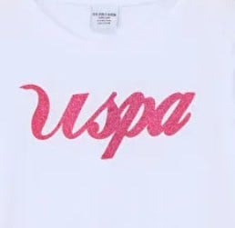 U.s Polo Assn Kız Çocuk Kısa Kollu Uspa Yazı Detaylı Tişört 3-14 Yaş BEYAZ