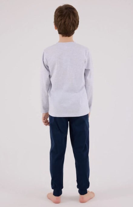 U.s Polo Assn Erkek Çocuk Uzun Kollu Şerit Detaylı Pijama Takımı 4-8 Yaş KAR MELANJ