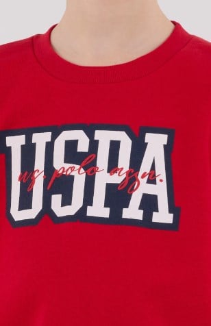 U.s Polo Assn Erkek Çocuk Bisiklet Yaka Kolları Şerit Detaylı Eşofman Takımı 9-15 Yaş KIRMIZI