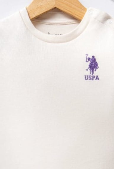U.s Polo Assn Kız Bebek Kısa Kollu Tişört Ve Desenli Pantolon 2'Li Takım 6 Ay 3 Yaş BEYAZ