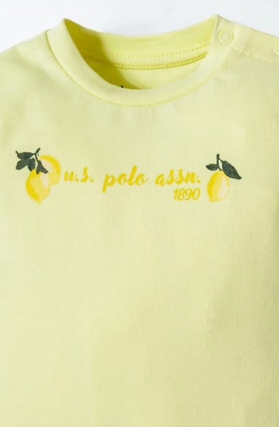 U.S. Polo Assn Kız Bebek Limon Baskı Şort ve Tişört 2'li Takım 6 Ay -5 Yaş SARI