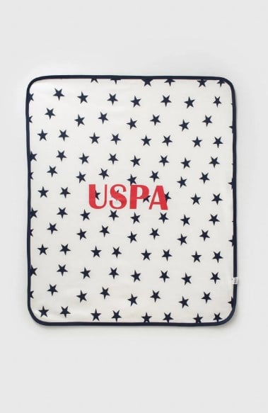 U.S. Polo Assn Erkek Bebek Yıldız Baskı Battaniye BEYAZ