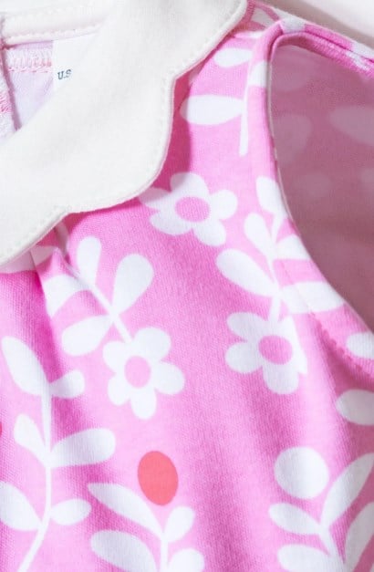 U.S. Polo Assn Kız Bebek Çiçek Desenli Bebe Yaka Elbise 6 Ay-3 Yaş PEMBE
