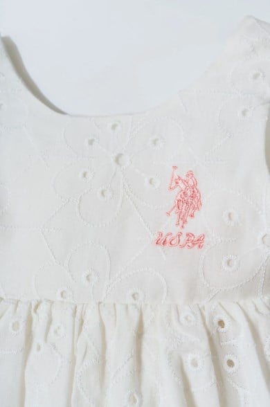 U.S. Polo Assn Kız Bebek Dantel Elbise 6 Ay-3 Yaş BEYAZ