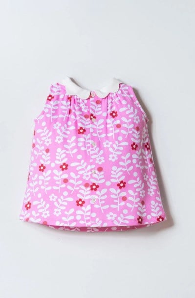 U.S. Polo Assn Kız Bebek Çiçek Desenli Bebe Yaka Elbise 6 Ay-3 Yaş PEMBE