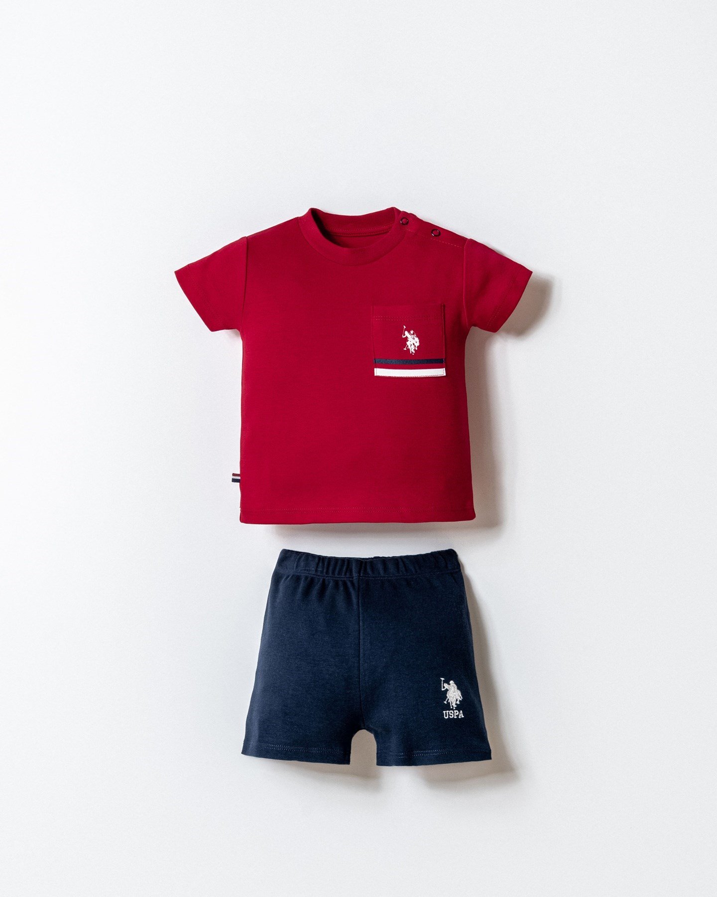 U.s Polo Asnn.Erkek Bebek Şortlu Takım 6-36 Ay KIRMIZI